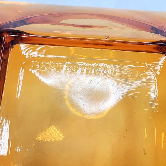 Vtg Lot of 2 Amber Glass MCM Slotted Square 3" & 4.5" Ashtray Bundle Collectible - Picture 12 of 14